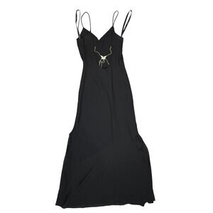 Vintage Niki Livas 90's Black Butterfly Evening Dress, 48" Long Made in USA